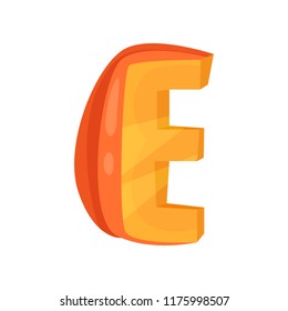 E veggie vegetable English alphabet letter made from pumpkin vector Illustration on a white background