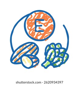 e vitamin doodle icon sketch vector. e vitamin sign. isolated symbol illustration