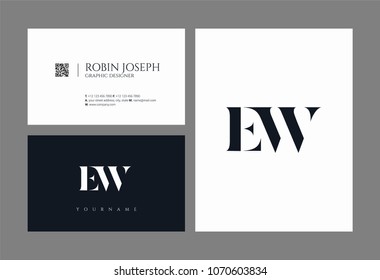 E W, E & W Alphabet joint logo icon with business card vector template.
