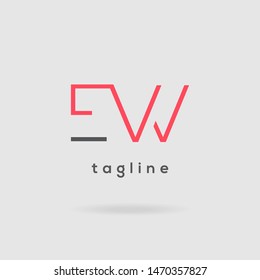 E & W double letter logo design vector template