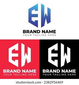 E W Doppelbriefe Polygon Logo, Zwei Buchstaben E W Logo Design, Minimalistische Design-Vektorgrafik-Logo-Vorlage