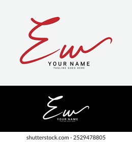 E, W, EW Initial letter logo. Alphabet EW Handwritten Signature logo