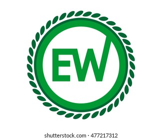 e and w green circle initial letter typography typeface logotype alphabet font image vector icon