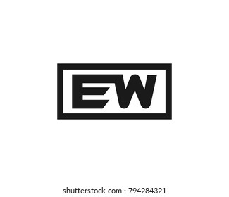 E W initial box letter logo template vector