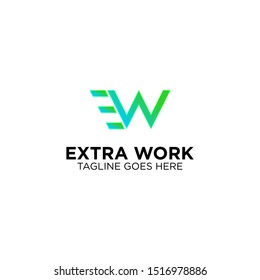 E W initial company logo template