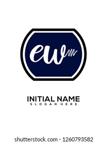 E W Initial Handwriting Logo Template Vector 