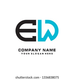 E W initial letter, modern logo design template vector