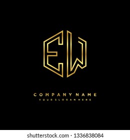 E W initial letter, modern logo design template vector