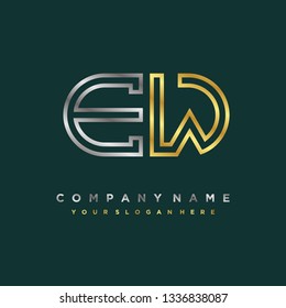 E W initial letter, modern logo design template vector