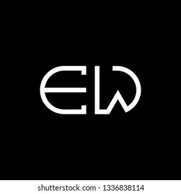 E W initial letter, modern logo design template vector