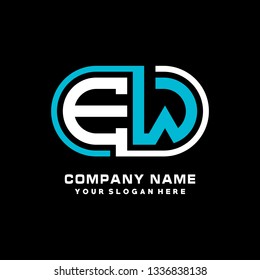 E W initial letter, modern logo design template vector