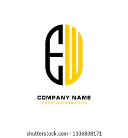 E W initial letter, modern logo design template vector