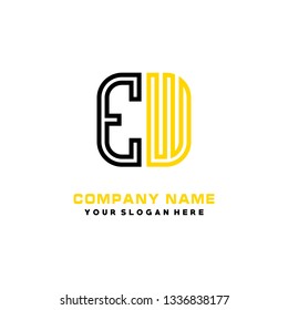 E W initial letter, modern logo design template vector
