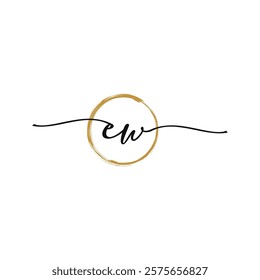 E W Initial Script Letter Beauty Logo Template