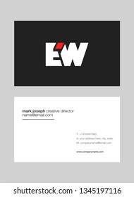 E W letters Joint logo icon with business card vector template.