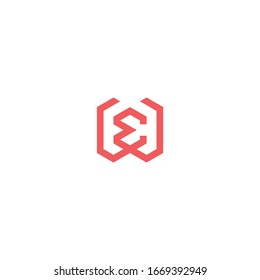 Logotipo monograma E & W o W & E de color rojo.