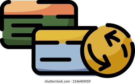 E wallet card to card, illustration, vector on a white background.