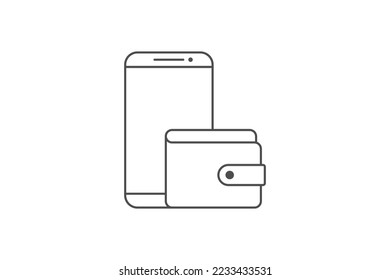 e wallet icon line vector design