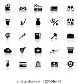 E wallet icons with reflect on white background, stock vector