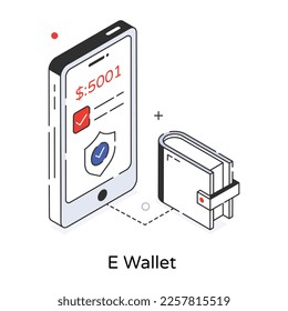 E wallet isometric icon is scalable and handy 