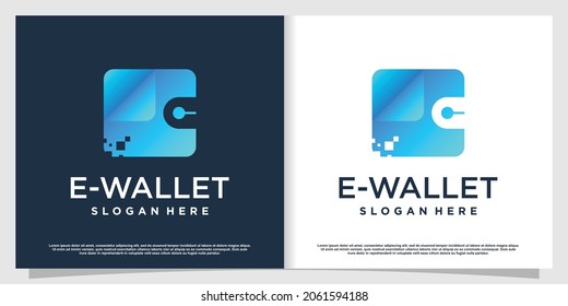E-Portemonnaie-Logo-Design mit kreativem Konzept Premium Vector