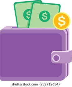 E wallet, Money wallet with green cash and gold coins, Online payment, transaction and banking services for mobile phone