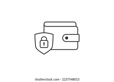 e wallet security icon line vector design