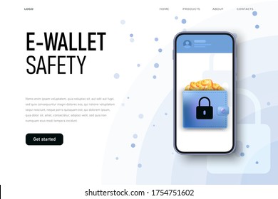 E Wallet Security. Money Safety, Online Payments Protecting.