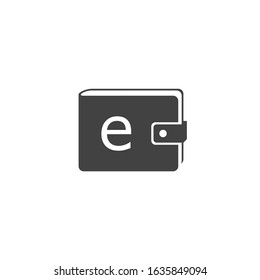 E Wallet Sign. Electronic Payments. Credit Or Debit Card. Digital Purse. Flat Minimalist Design. White Background Gray Black Vector. Product Brand Service Label Banner Board Display. App Icon.