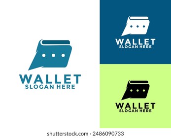 E wallet talk logo design vector template, wallet with bubble chat vector