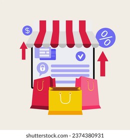 e wallet vector cashback concept with smartphone and money