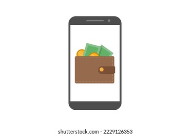 e ilustración de diseño de vector de cartera, smartphone y cartera
