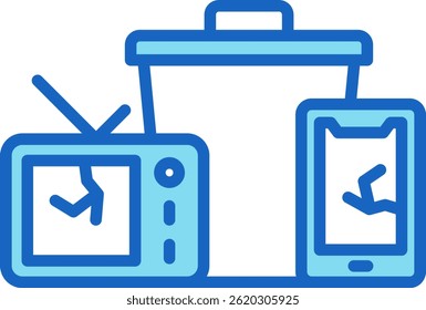 E Waste Icon Blue Vector Illustration