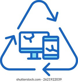 E Waste Icon Blue Vector Illustration