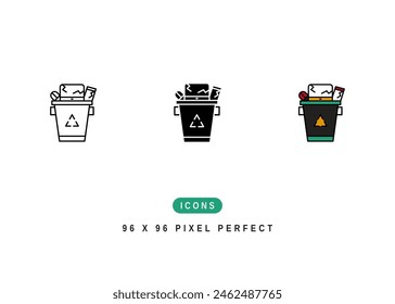 E Waste Icon. Electronic Junk Disposal Pictogram Graphic Illustration. Isolated Simple Line Icon For Infographic, App and Web Button.