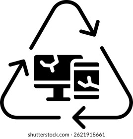 E Waste Icon Glyph Vector Illustration