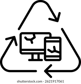E Waste Icon Line Vector Illustration