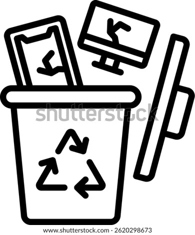 E Waste Icon Line Vector Illustration