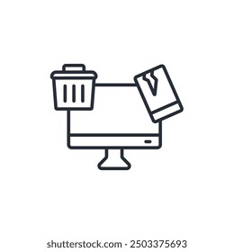 Icono de desechos electrónicos. Vector. Trazo editable. Signo de estilo lineal para uso Diseño web, logotipo. Ilustración de símbolo.