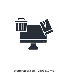 Icono de desechos electrónicos. Vector. Trazo editable. Signo de estilo lineal para uso Diseño web, logotipo. Ilustración de símbolo.