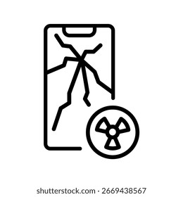 Desperdiciamos el icono de la línea negra de componentes tóxicos para proyectos digitales e impresos.  Iconos limpios mínimos para App y Sitios web. Iconos modernos y sencillos para UI UX y branding