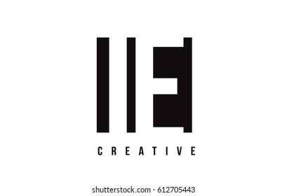 IE I E White Letter Logo Design with Black Square Vector Illustration Template.