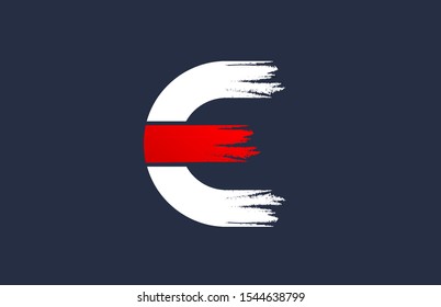 E white red blue alphabet letter with grunge brush ending for company logo icon design. Usable as a logotype for corporate or business