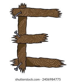 E Wooden Alphabet Font, good for graphic design resources