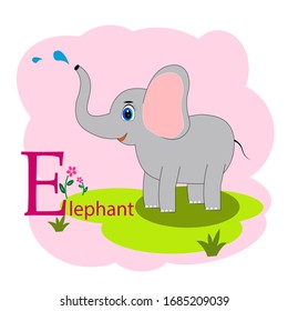 E word for elephant animal alphabet illustration 