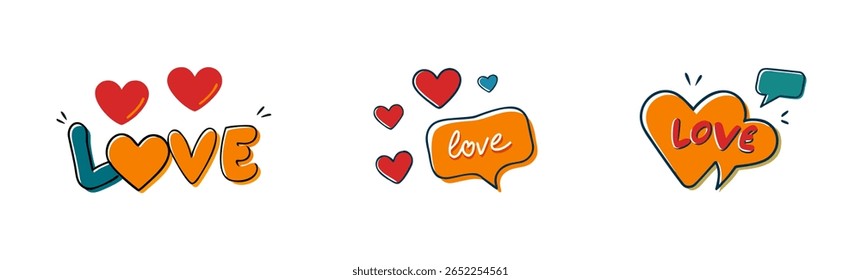 e palavra "Amor" e corações, perfeito para expressar afeto e calor