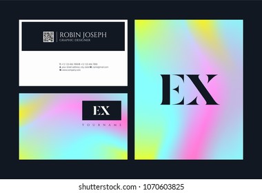 E X, E & X Alphabet joint logo icon with business card vector template.
