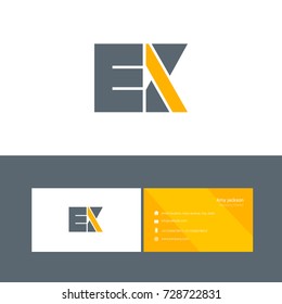 E X double letter logo bold vector design with business card template