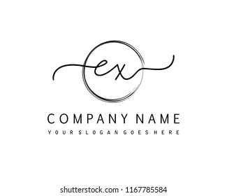E X Initial handwriting logo vector