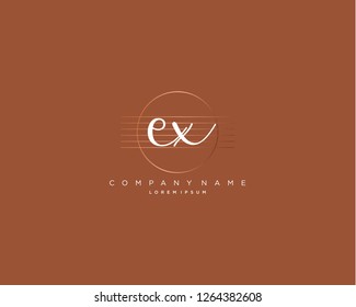 E X initial handwriting logo vector